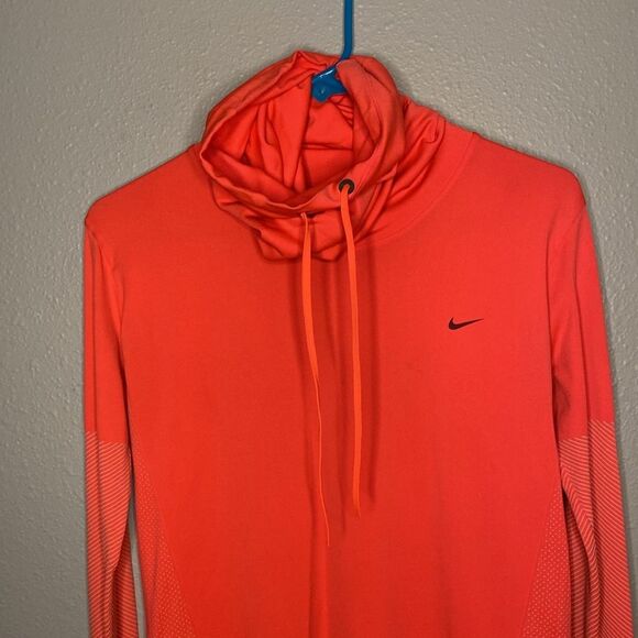 Nike Funnel Neck Neon Coral Stretch Running Pullover Size Small - Picture 2 of 13